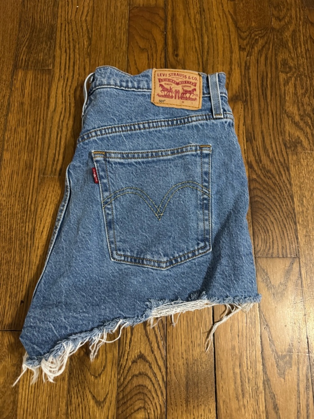 Levi's Blue Frayed Hem Denim Cutoff Shorts